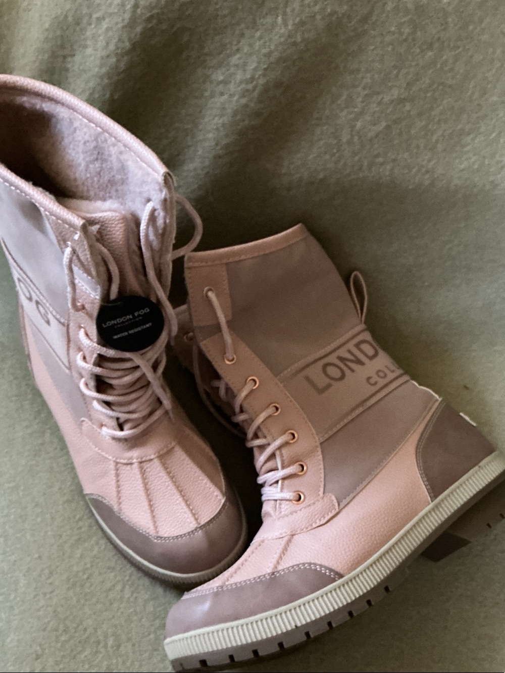 London Fog Pink Lace-Up Cold-Weather Boots